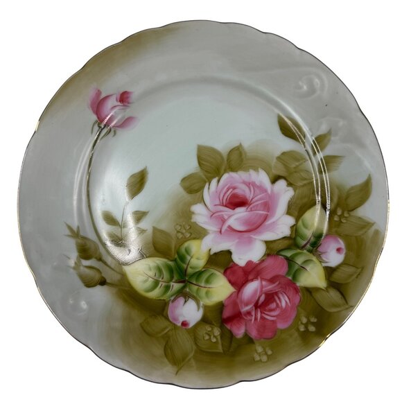 Lefton China Plate 3069 Hand Painted Floral Decorative Set of 4 Whimsical Rose - Picture 8 of 16